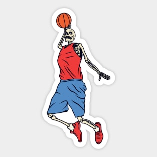 Skeleton Basketball Player Dunking Sticker